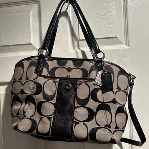 Coach Signature Black and Gray Shoulder Bag